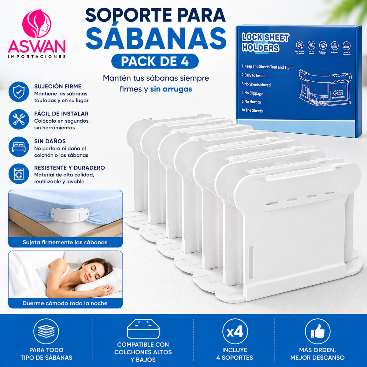 Sujetador De Sabanas Pack De 4